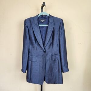 Emanuel Ungaro Silk Linen 8 Navy Blazer